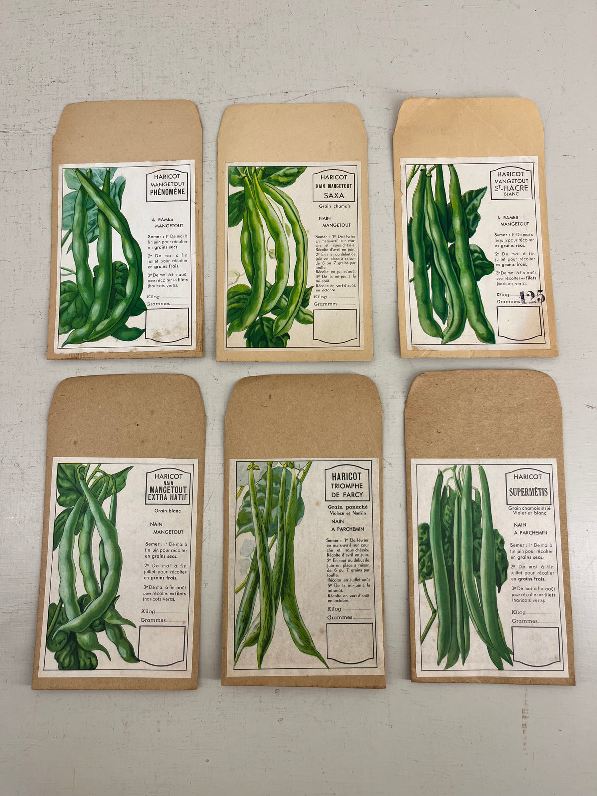 Set of French Bean Seed Packets