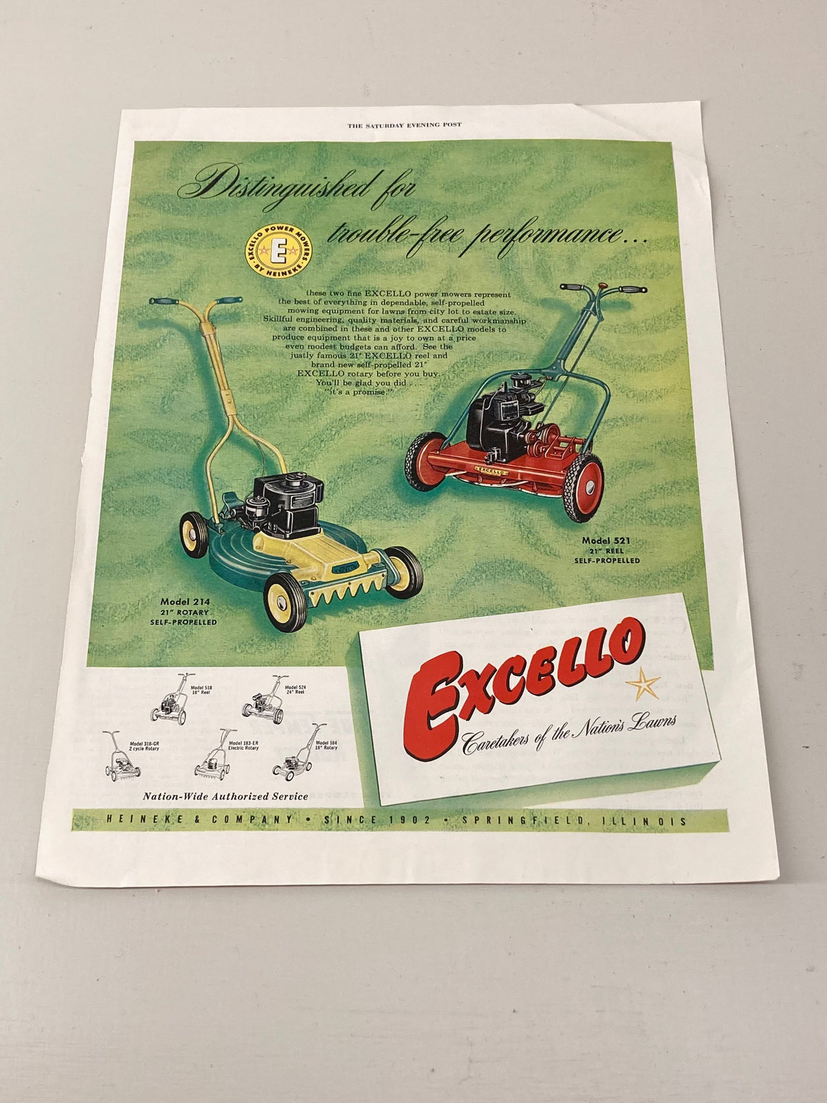 Excello Lawnmower Advert