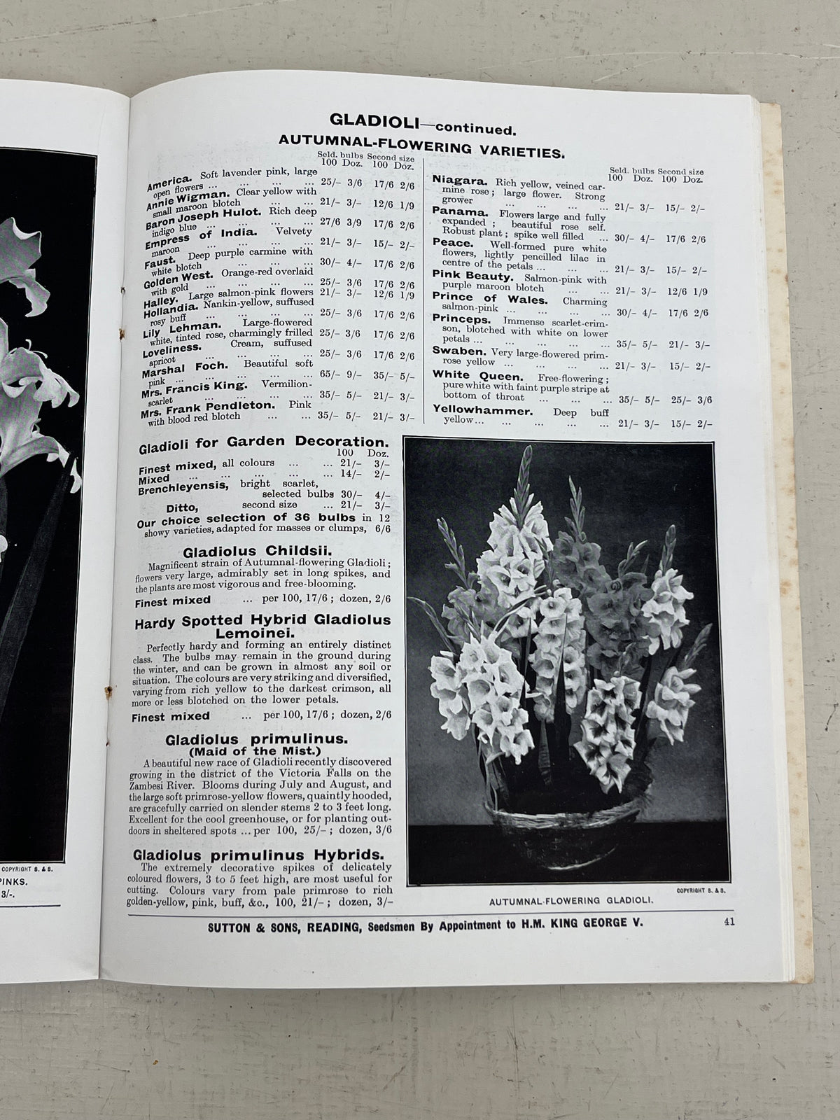 Sutton's Bulbs Catalogue for 1922