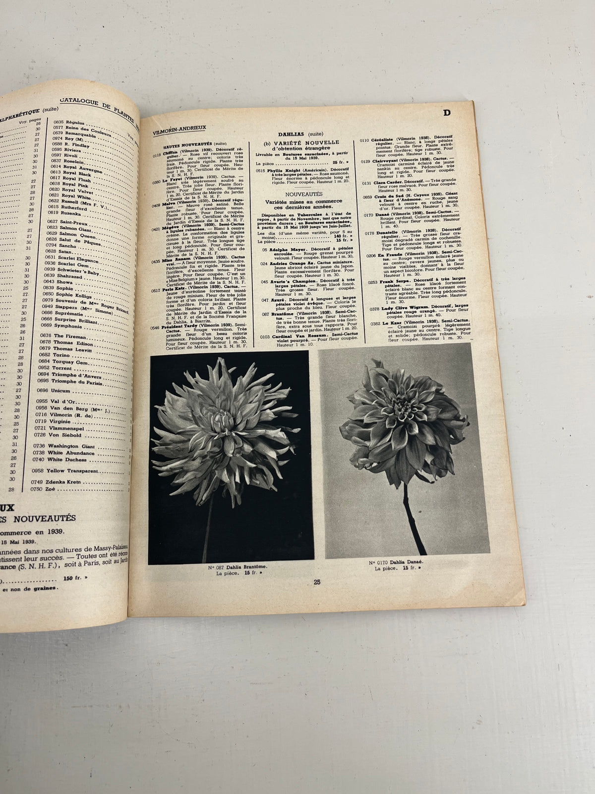 Vilmorin Andrieux Nursery Catalogue, 1939